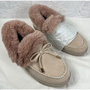 Unbranded Faux Fur Shoe Tan Pink Size 7.5 NEW (no box)